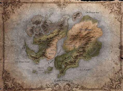 Map The World Diablo Iii Blizzard Entertainment Map Art Map