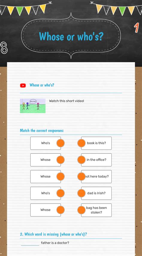 Whose Or Whos Interactive Worksheet By Nadia Mendes Academic Team