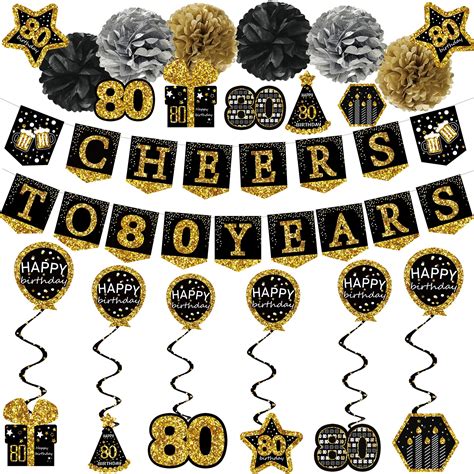 Buy 80th Birthday Decorations For Men 21pack Cheers To 80 Years