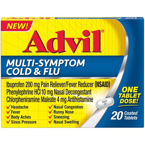Advil Multi Symptom Cold And Flu Tablet 20 Count Coated Tablet 200 Mg