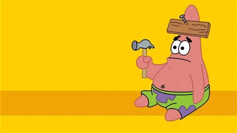 Patrick Star Spongbob In Yellow Background Hd Spongbob Wallpapers Hd