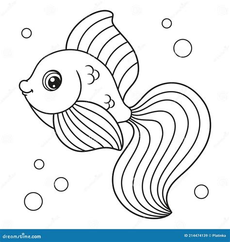 Cute Cartoon Fish Coloring Page Stock Vector Illustration Of Color