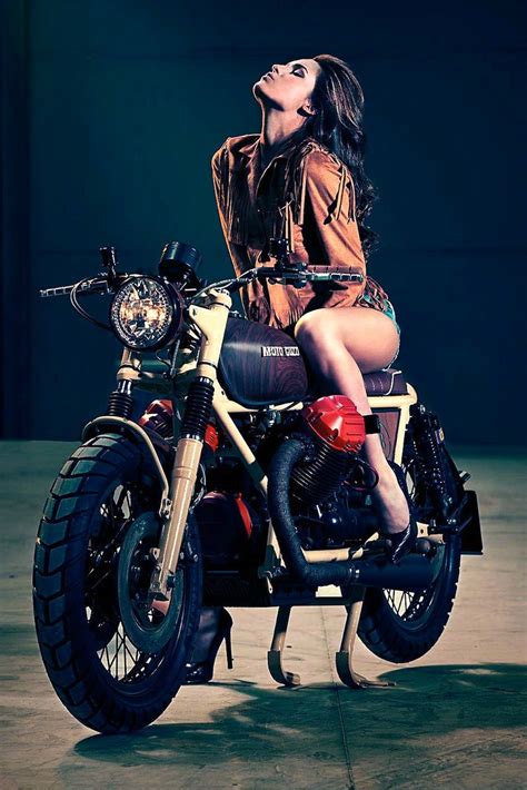 Michela And The Guzzi Cafe Racer Girl Biker Photoshoot Motorbike Girl