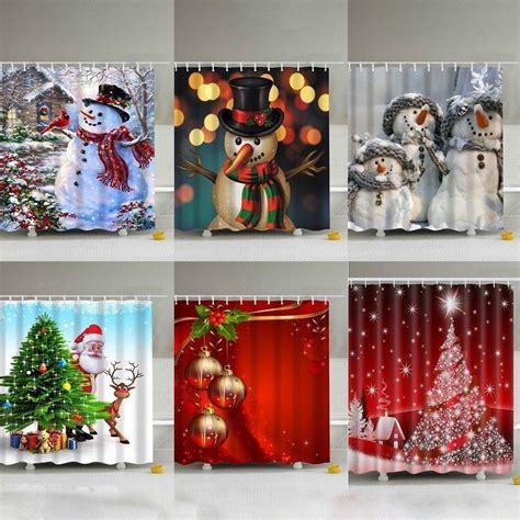 Buy Christmas Home Shower Curtain Waterproof Bathroom Xmas Polyester 12