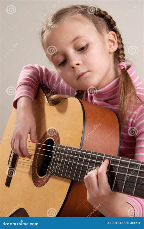 Child With Guitar Stock Image Image Of Little Play 19018453