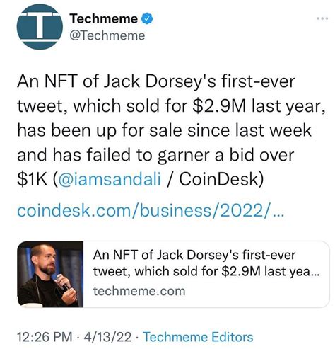Ethx Hilarious “jack Dorseys First Tweet Nft Went On Sale For 48m
