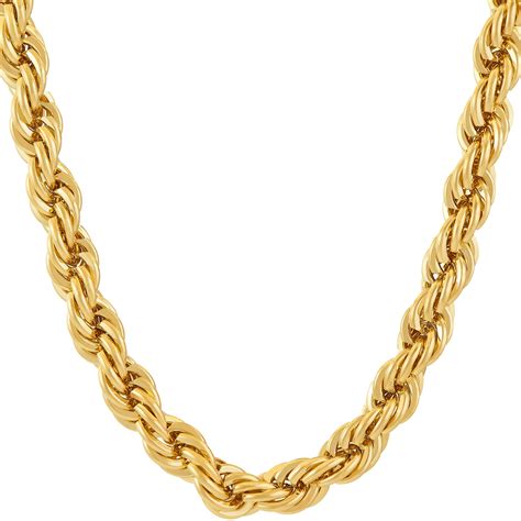 7mm Rope Chain Necklace 24k Real Gold Plated For Men And Women Buy