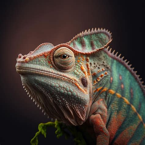 Premium Photo Colorfull Chameleon Macro Closeup Photo