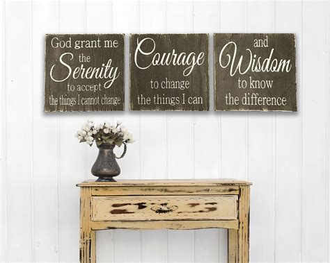 Serenity Prayer Inspirational Wood Wall Sign Set Rusticly Inspired Signs