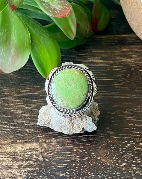 Navajo Made Australian Gaspeite Sterling Silver Ring Size Etsy