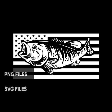 Bass Fish American Flag Clipart Png Svg Cut Files Fishing Etsy
