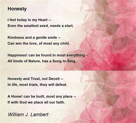 Honesty Honesty Poem By William J Lambert