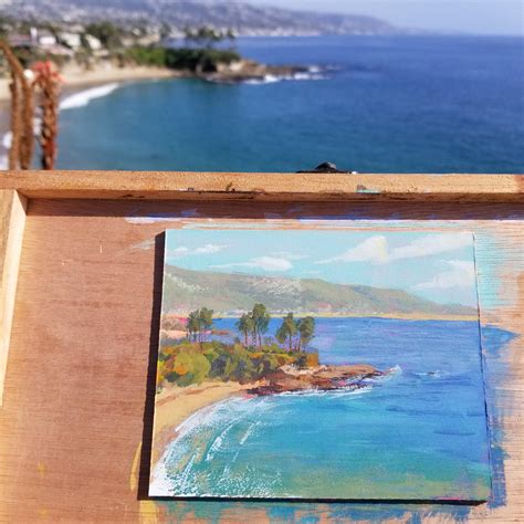 Plein Air Painting In Laguna Beach Gouache On Illustration Board