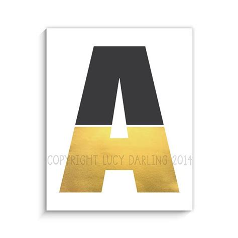 gold monogrammed letter print 8x10 monogram letters prints lettering