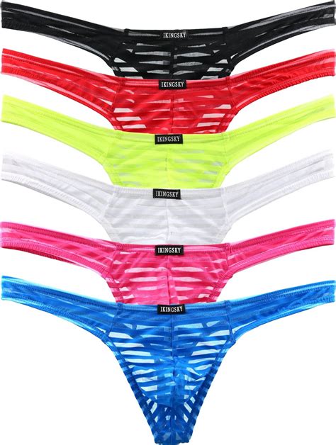 Ikingsky Mens Sexy Transprant Thong Underwear Low Rise See Through Stretch Panties At Amazon