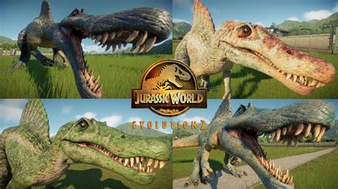 All Spinosaurus Skins First Person View Jurassic World Evolution 2 Youtube
