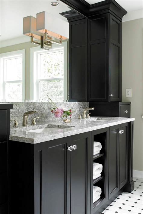 Get the best deals on black and white white vanity tank top and save up to 70% off at poshmark now! 35 Beautiful Dark Bathroom Cabinets with White Countertops