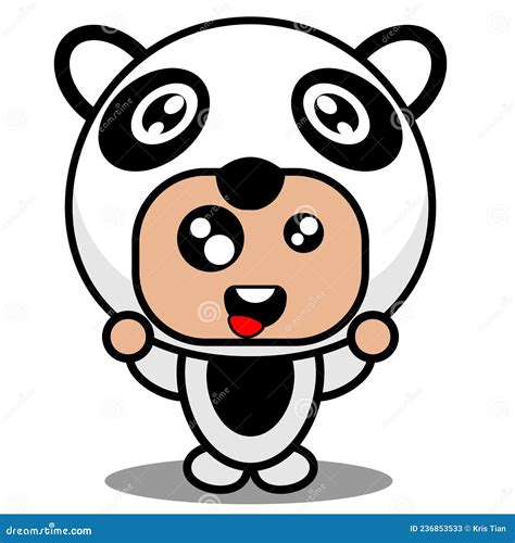 Crazy Expression Panda Animal Mascot Costume Stock Vector