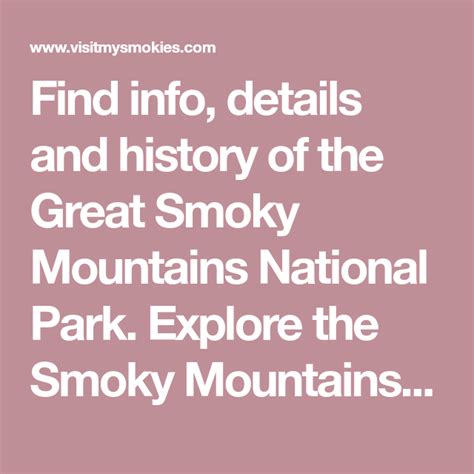 Information And History Of The Great Smoky Mountains National Park