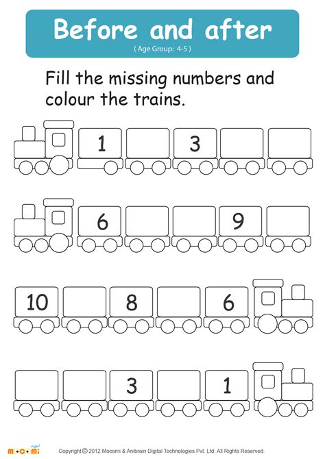 Kindergarten math goes beyond basic number recognition and counting skills. Before and After Numbers Worksheet - Math for Kids | Mocomi