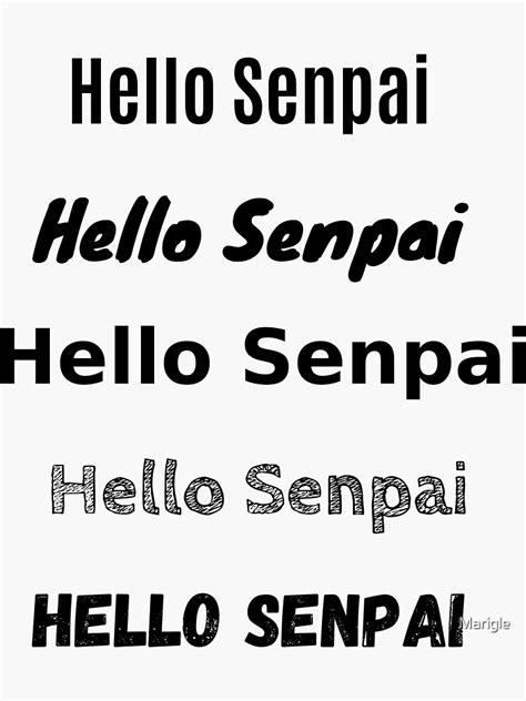 Hello Senpai Sticker Collection Sticker For Sale By Marigle Redbubble