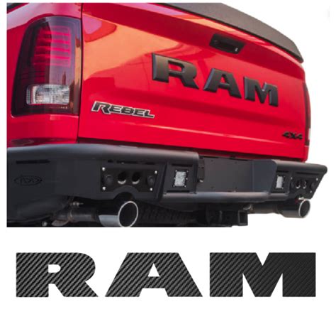 Carbon Fiber For Dodge Ram Rebel Rear Tailgate Emblem Overlay Letters
