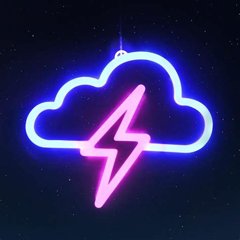 Yr Cloud And Lightning Neon Signs Led Neon Light Wall Décor Hanging