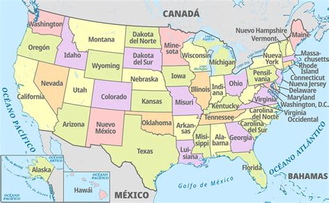 Los 50 Estados De Estados Unidos Y Sus Capitales