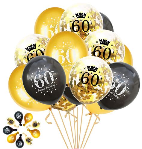 Party Decoration Latex Balloons Gremag 15pcs Black And Gold Balloons 60th
