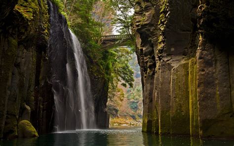 Waterfall And Gorge In Japan