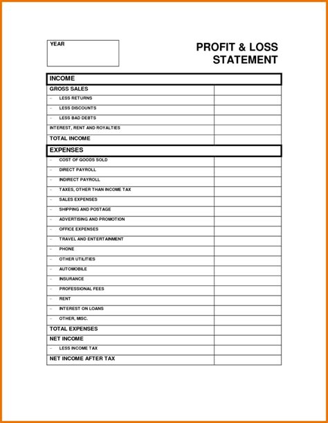 Profit And Loss Statement Xls P L Form Pl Formula — Db