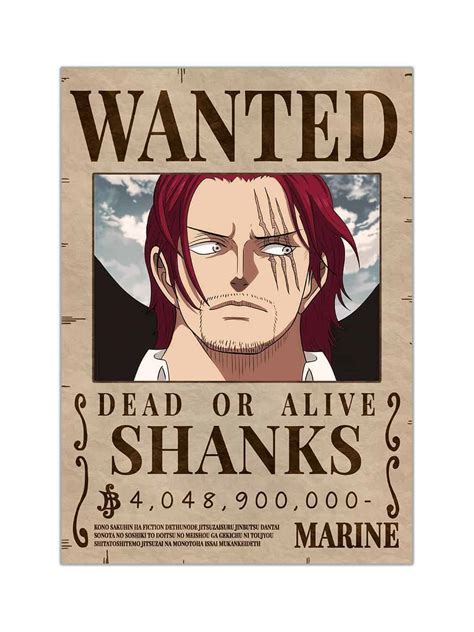 Shanks Wanted Bounty Poster Comicsense Senpaicart