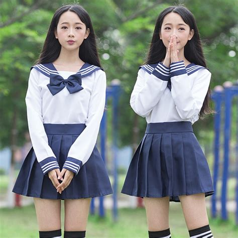 Blue White School Uniforms Girls Sailor School Uniform Japanese High