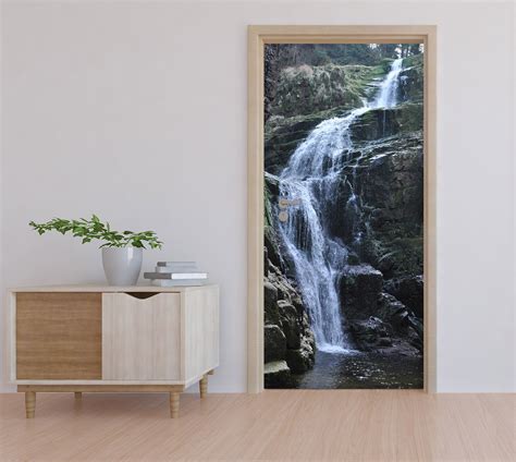 3d Stone Waterfall 015 Door Mural Aj Wallpaper