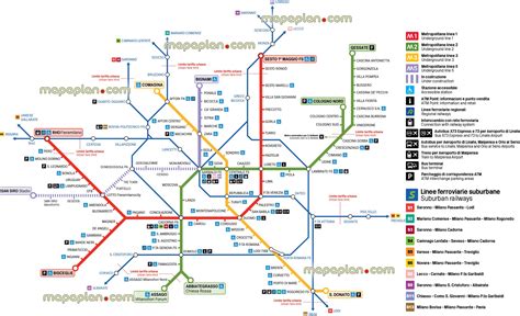Milan Top Tourist Attractions Map Milan Metro Underground Network