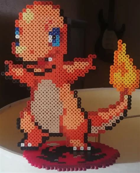 Pokemon Charmander Perler Bead Pixel Art W Stand Picclick