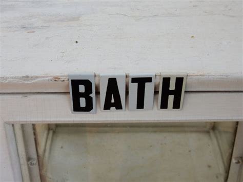 VINTAGE BATH LETTERS Sign Metal Black White Individual Etsy Vintage