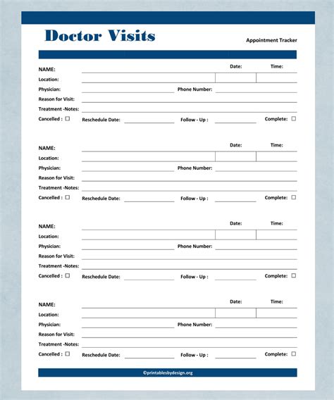 Free Printable Doctor Visit Forms Printable Templates