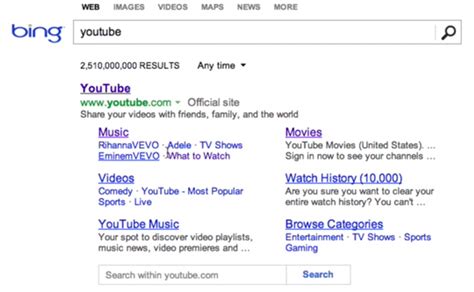 Bing Tests New Form Of Deep Links In Search Results