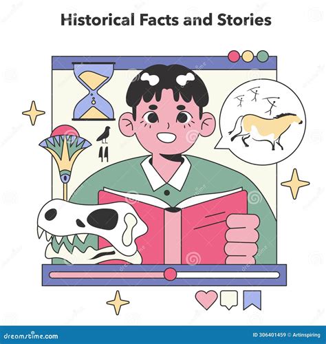 Historical Facts and Stories Concept. Flat Vector Illustration. Stock