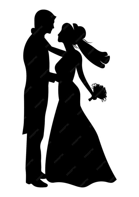 Premium Vector Black And White Bride And Groom Clipart Vector Illustration Of Wedding Couple