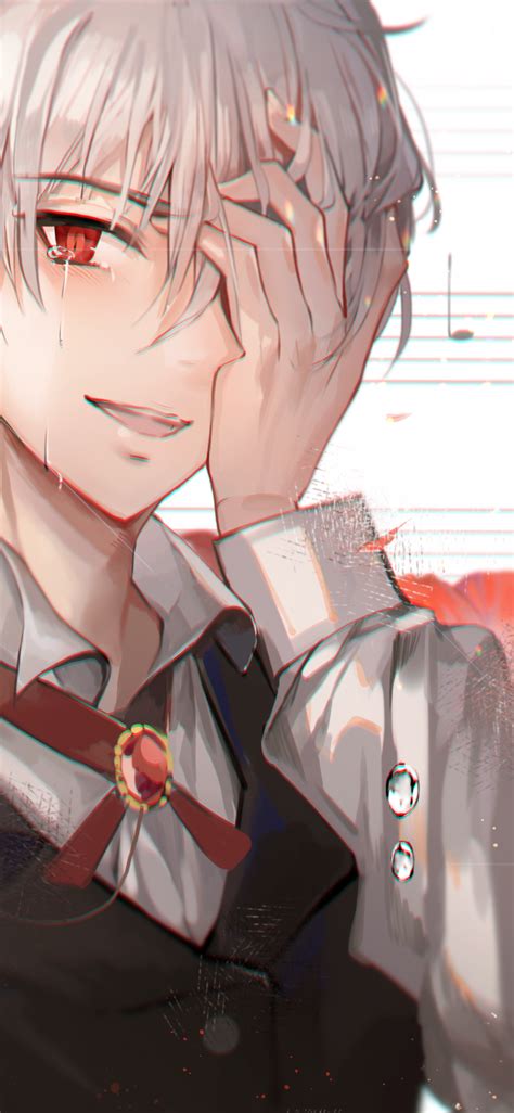 Download 1125x2436 Anime Boy Crying Red Eye Tears