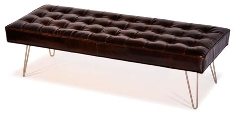 An upholstered ottoman can serve as a coffee table and bring a cozy touch to a room, while a sleek marble coffee table adds instant elegance and sophistication. Mid Century Modern, Dark Brown, Button Tufted Leather ...