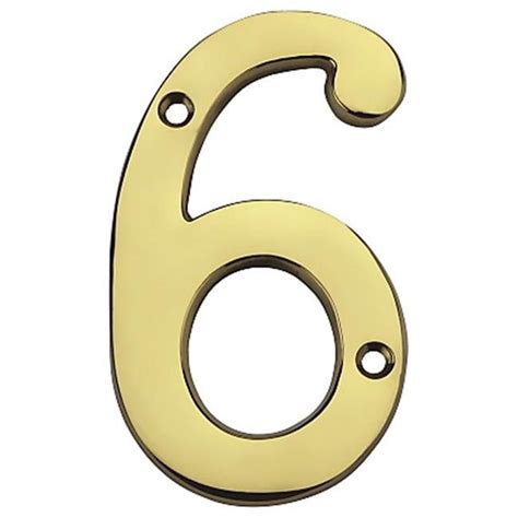 4 In Solid Brass House Number 6