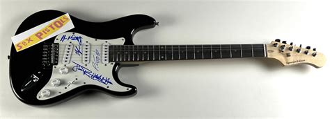 Sex Pistols 39 Electric Guitar Band Signed By 4 With Johnny Rotten Steve Jones Paul Cook