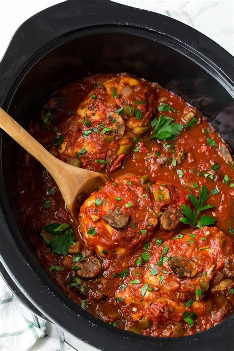 Easy Slow Cooker Chicken Cacciatore A Tasty Slow Cooker Dinner Made With Boneless Skin