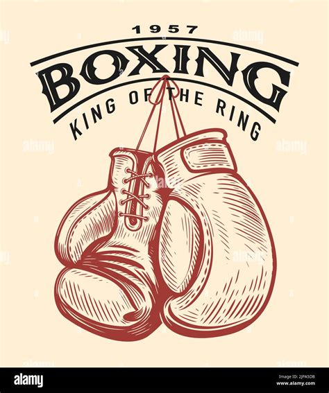 Boxing Gloves Sketch Boxing Sport Retro Emblem Hand Drawn Vector