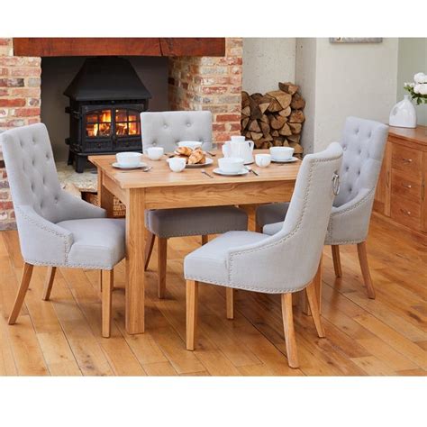 The base can be pushed or rolled underneath a couch or chair so the tray can be. Oak Small Dining Table with 4 Grey Accent Narrow Back ...