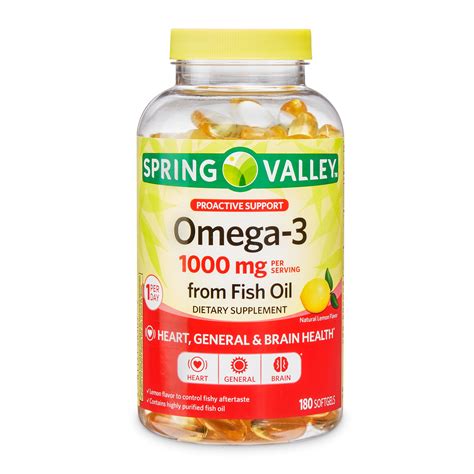 Spring Valley Omega 3 Fish Oil Soft Gels 1000 Mg 180 Count Walmart