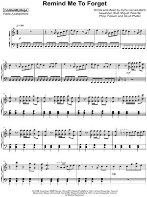 Read or print original remind me to forget lyrics 2020 updated! TutorialsByHugo "Friend of Mine" Sheet Music (Piano Solo ...
